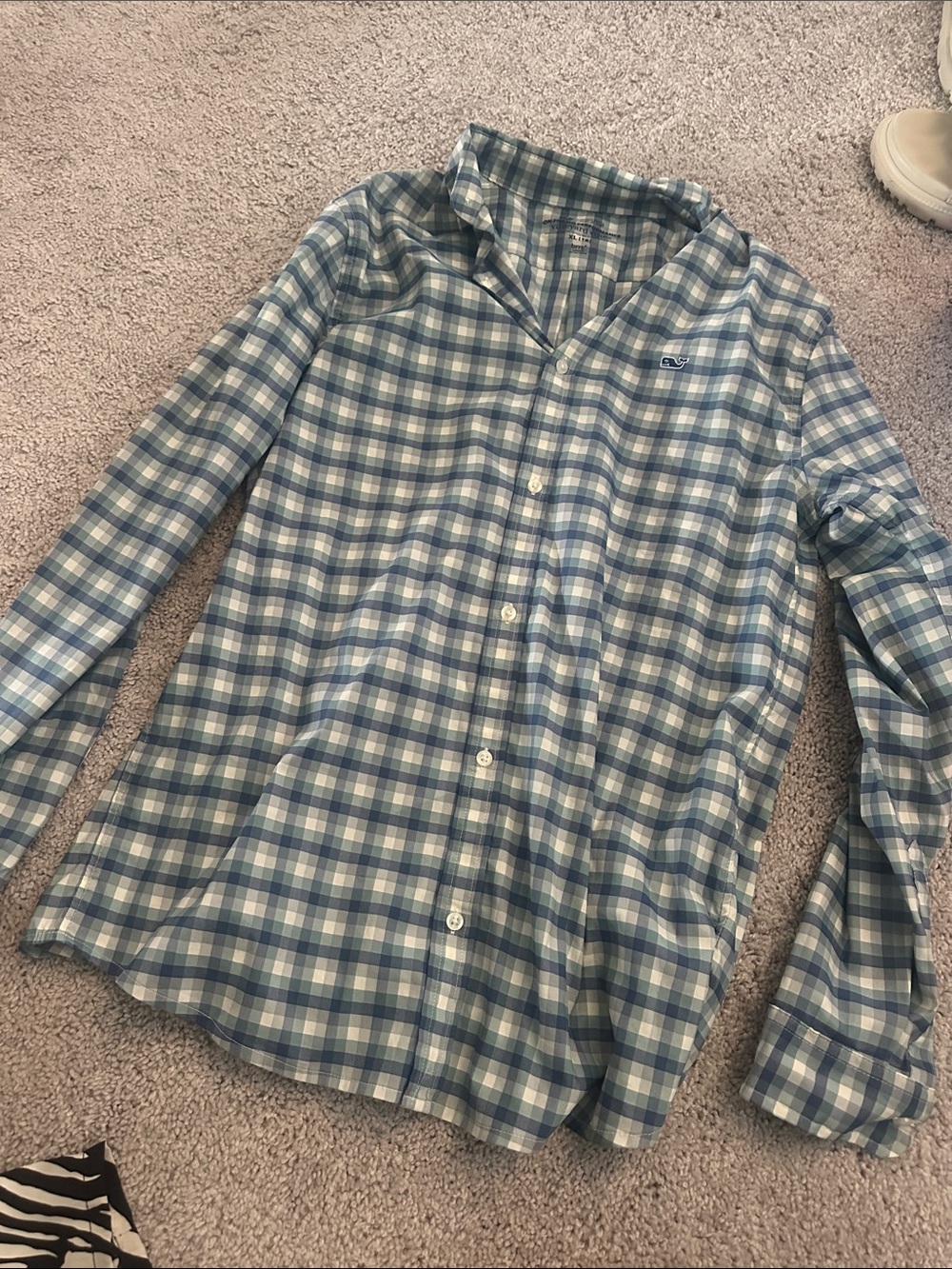 Vineyard Vines Blue & White Plaid Cotton Button-Down